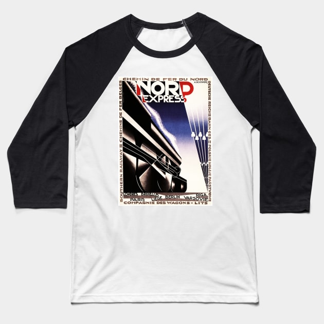 NORD EXPRESS Vintage Railway Poster Baseball T-Shirt by vintageposters